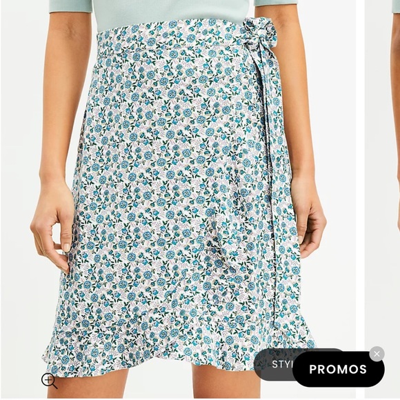 Loft Petite floral ruffle wrap skirt - Picture 2 of 5